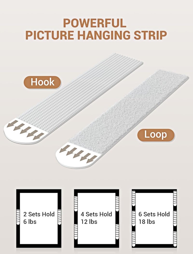 MERDTTES Heavy Duty Large Picture Hanging Strips, 20-Pairs (40 Packs) Adhesive Picture Hangers, No Damage Wall Hanger Without Nail, Poster Hanger Strips, Picture Hanging Hooks for Wall Decoration - Image 4